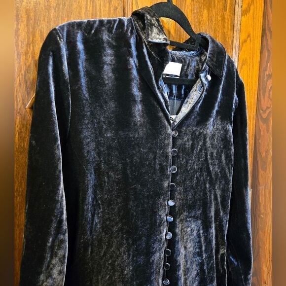 J Crew Black Velvet Button-Up Shirt NWT SZ 0 - Picture 12 of 16